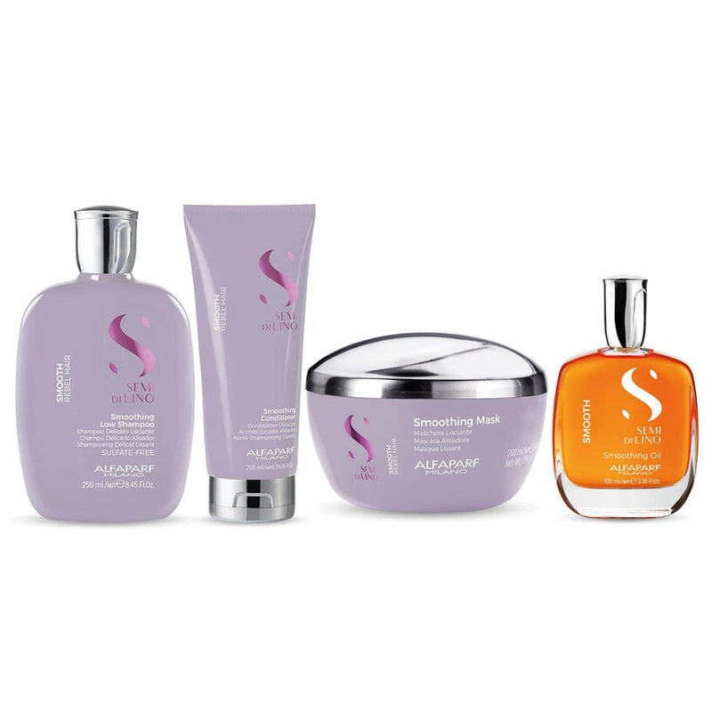 Alfaparf Milano Semi Di Lino Smooth Smoothing Shampoo, Conditioner, Mask, Oil Quad