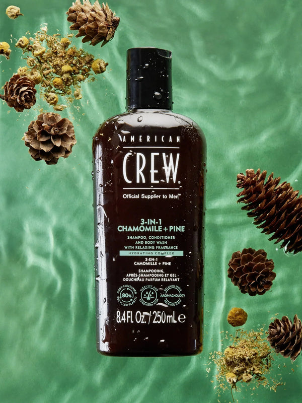 American Crew 3-In-1 Relaxing Chamomile + Pine Shampoo Conditioner and Body Wash 450ml