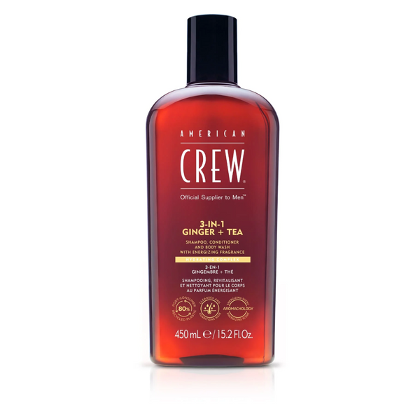 American Crew 3-In-1 Energizing Ginger + Tea Shampoo Conditioner and Body Wash 450ml