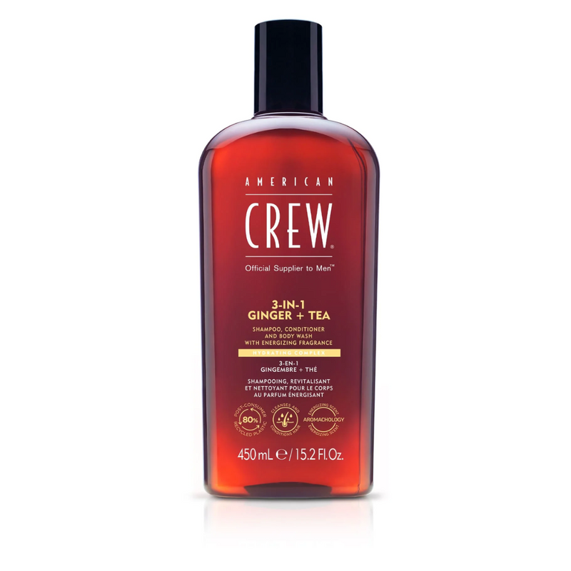 American Crew 3-In-1 Energizing Ginger + Tea Shampoo Conditioner and Body Wash 450ml