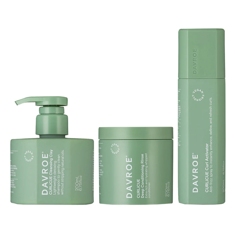 Davroe CURLiCUE Cleansing Clay, Conditioning Rinse and Activator Trio