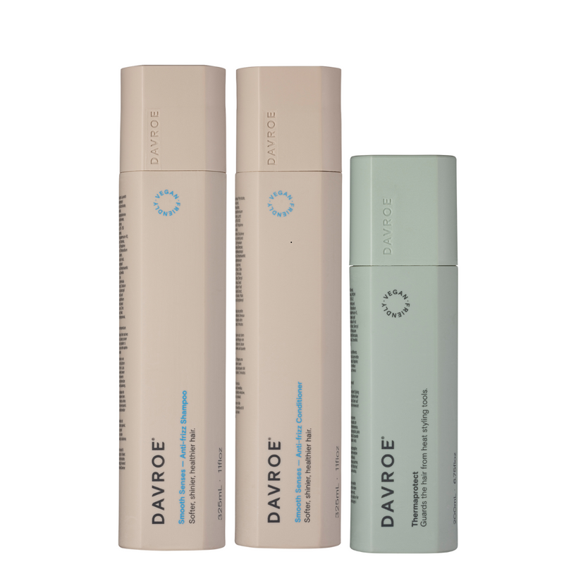 Davroe Smooth Senses Anti-Frizz Shampoo, Conditioner & Thermaprotect Trio