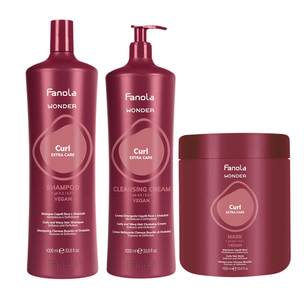 Fanola Wonder Curl Extra Care Shampoo, Conditioner & Mask 1 Litre Trio