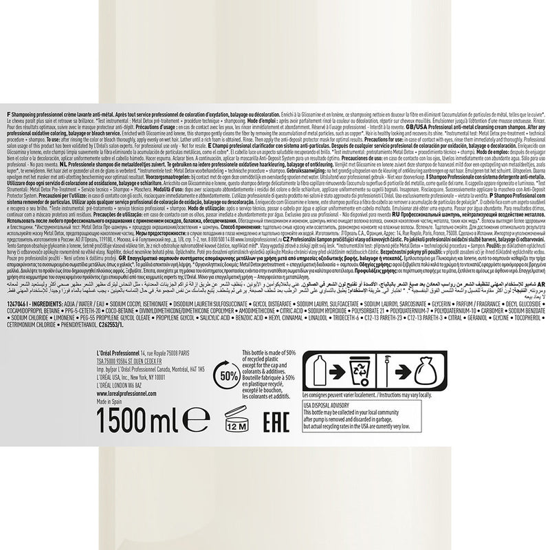 L'oreal Professionnel Metal Detox Shampoo 1500ml