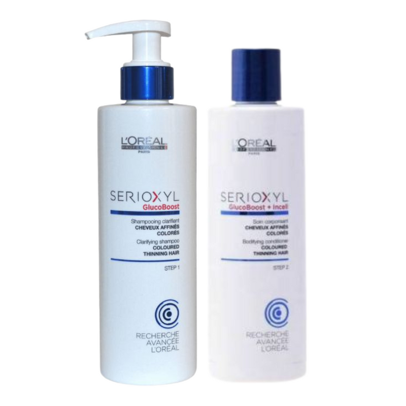 L'oreal Professionnel Serioxyl GlucoBoost Coloured Hair Clarifying Shampoo & Bodifying Conditioner 250ml Duo