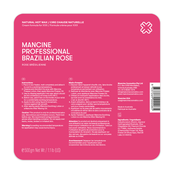 Mancine Brazilian Rose Hot Wax 500g