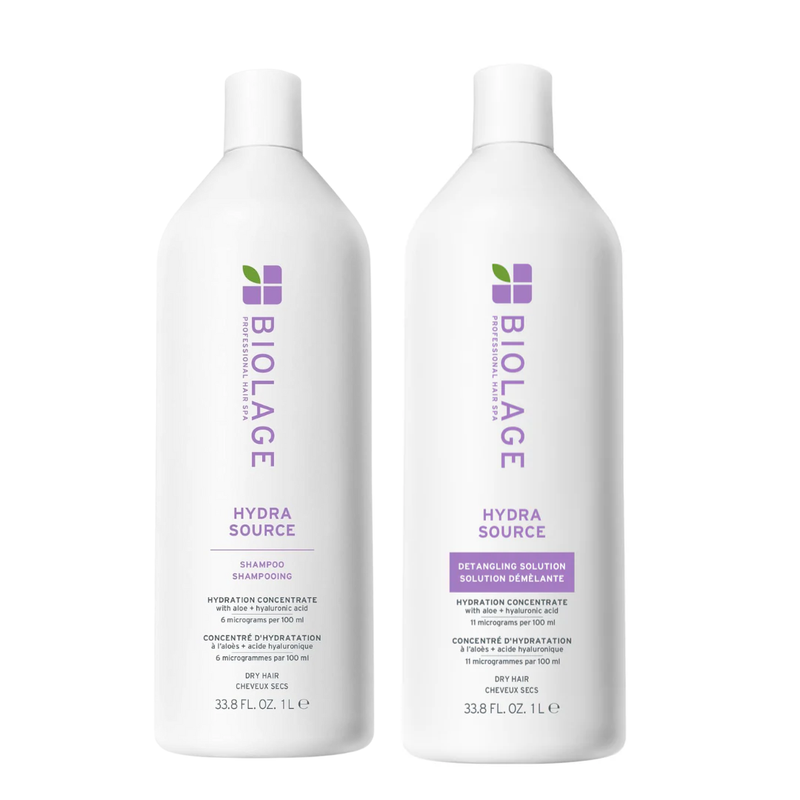 Matrix Biolage Hydrasource Shampoo and Detangling Solution 1 Litre Duo