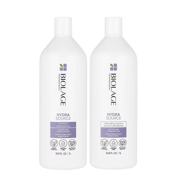 Matrix Biolage Hydrasource Shampoo and Detangling Solution 1 Litre Duo