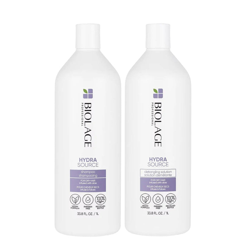 Matrix Biolage Hydrasource Shampoo and Detangling Solution 1 Litre Duo