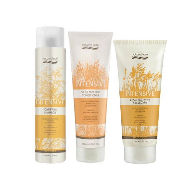 Natural Look Intensive Fortifying Shampoo, Conditioner & Reconstructive Treatment Trio