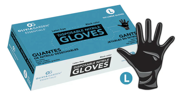Olivia Garden Nitrile Gloves Black Large 100 Pack