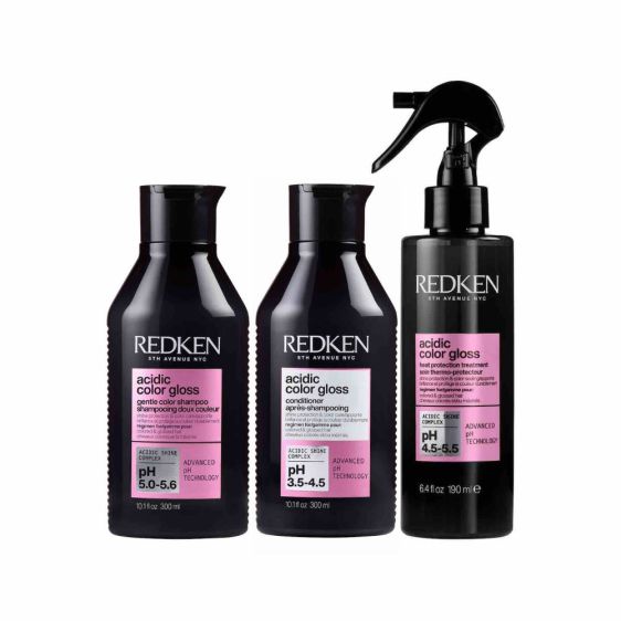 Redken Acidic Color Gloss Trio With Heat Protection Leave-In Spray Treatment 190ml