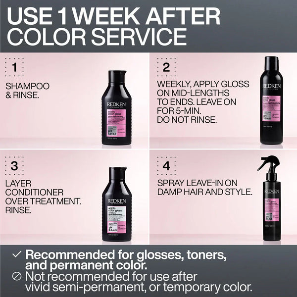 Redken Acidic Color Gloss Trio With Heat Protection Leave-In Spray Treatment 190ml