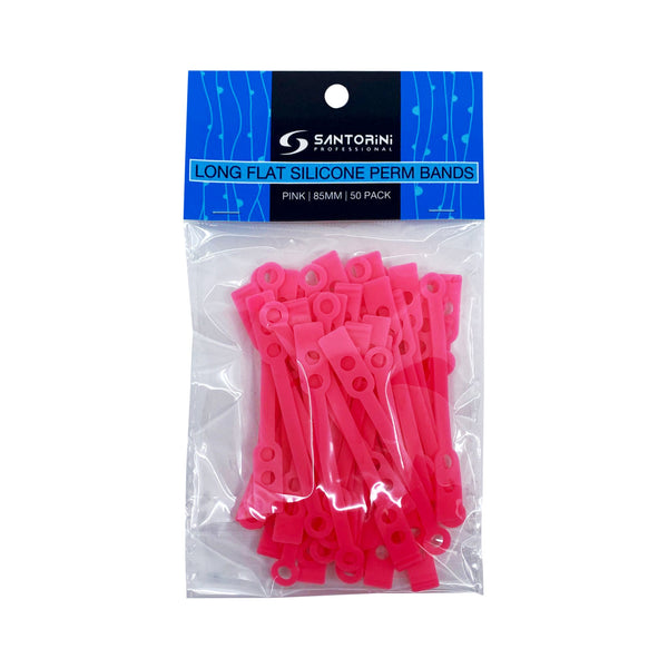 Santorini Silicone Perm Bands Long Flat Pink 85mm 50 Pack