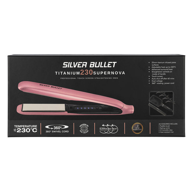 Silver Bullet Titanium 230 Supernova Touch Screen Hair Straightener Vintage Rose
