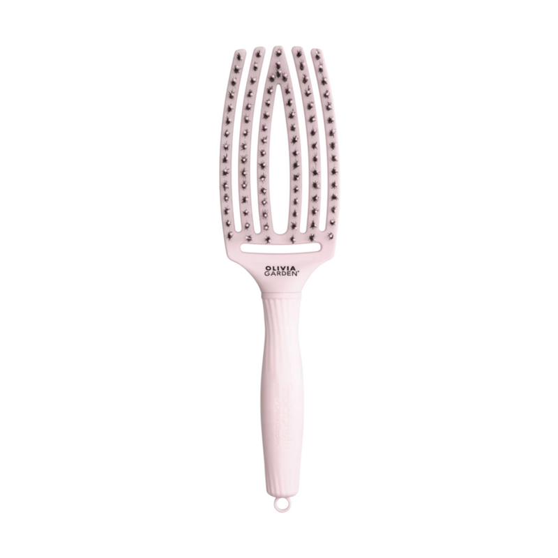 Olivia Garden Fingerbrush Combo Curved & Vented Paddle Brush Pink Medium