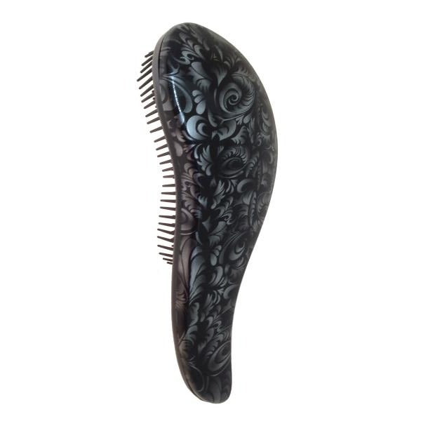 Santorini Detangler Brush Black Flower Print - Beautopia Hair & Beauty