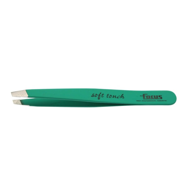 Focus Slanted Soft Touch Tweezer - Green - Beautopia Hair & Beauty