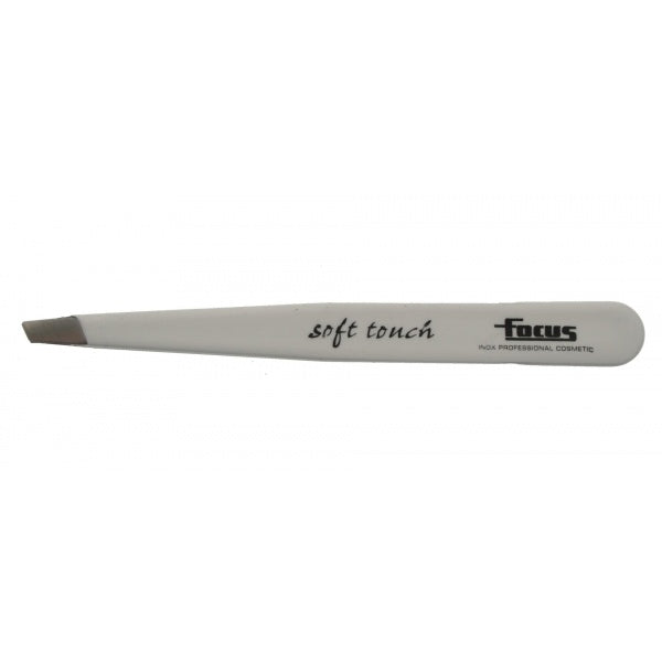 Focus Slanted Soft Touch Tweezer - White - Beautopia Hair & Beauty