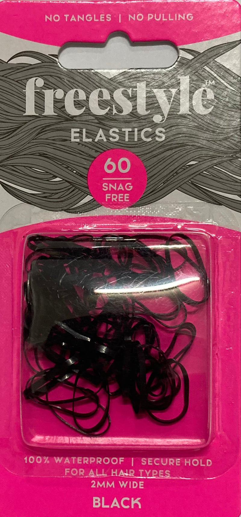 Freestyle Snag Free Hair Elastics Black 2mm Small 60pc