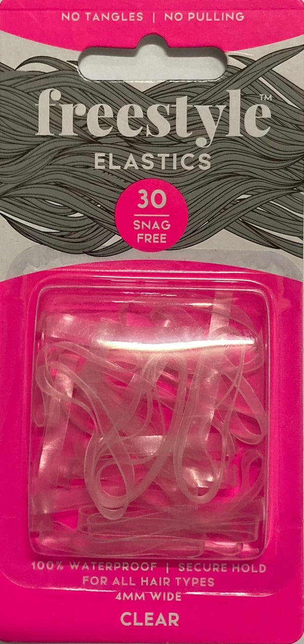 Freestyle Snag Free Hair Elastics Clear 4mm Large 30pc