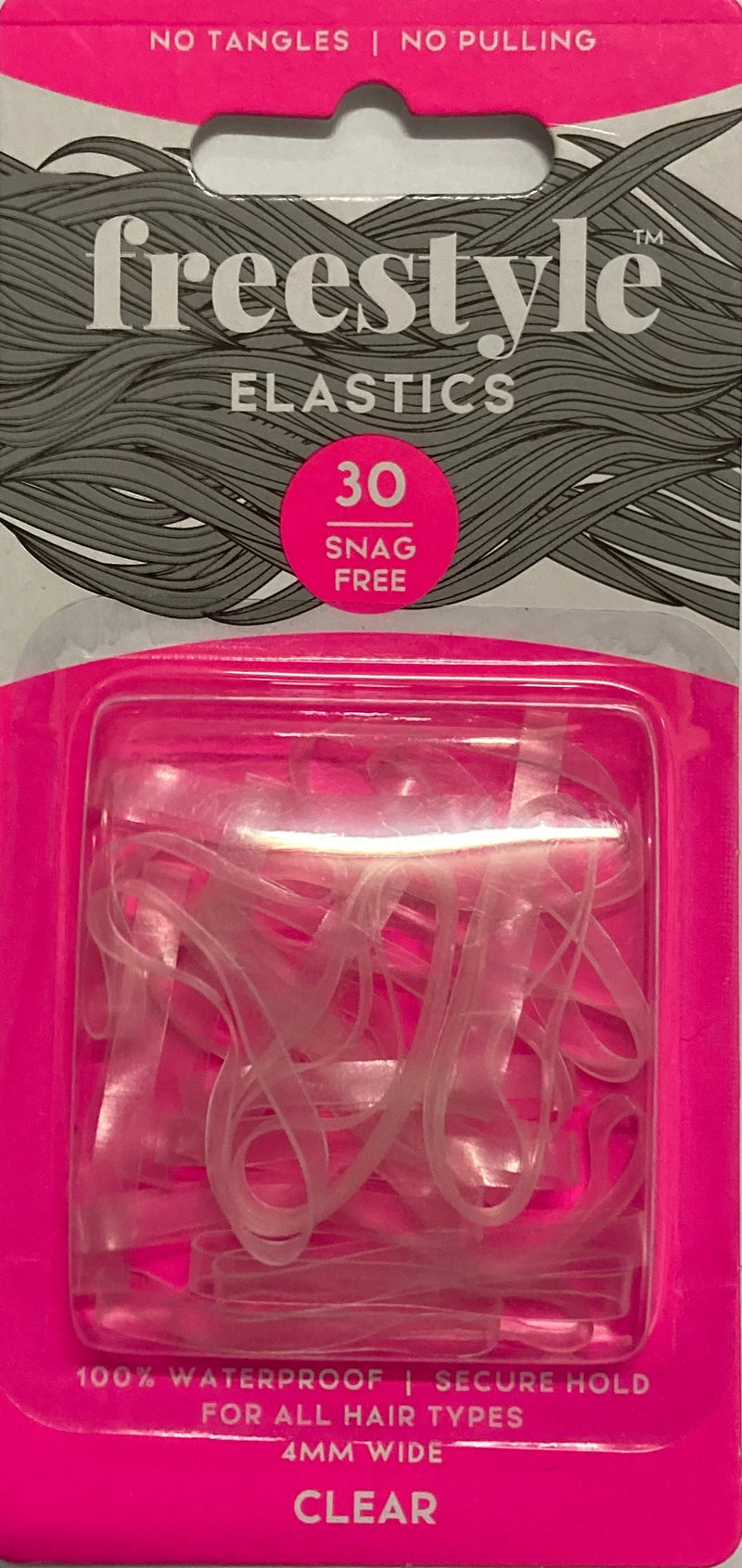 Freestyle Snag Free Hair Elastics Clear 4mm Large 30pc