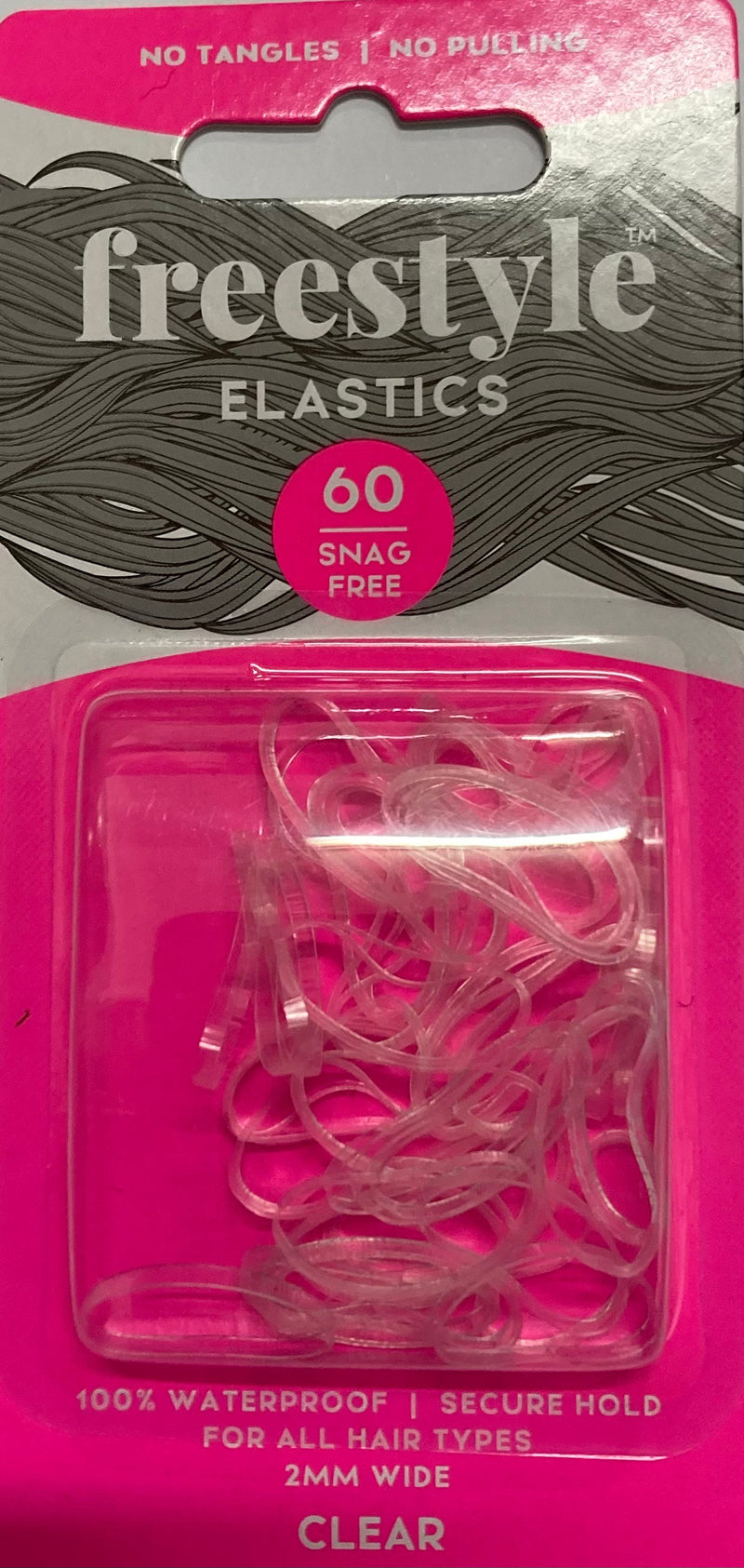 Freestyle Snag Free Hair Elastics Clear 2mm Small 60pc