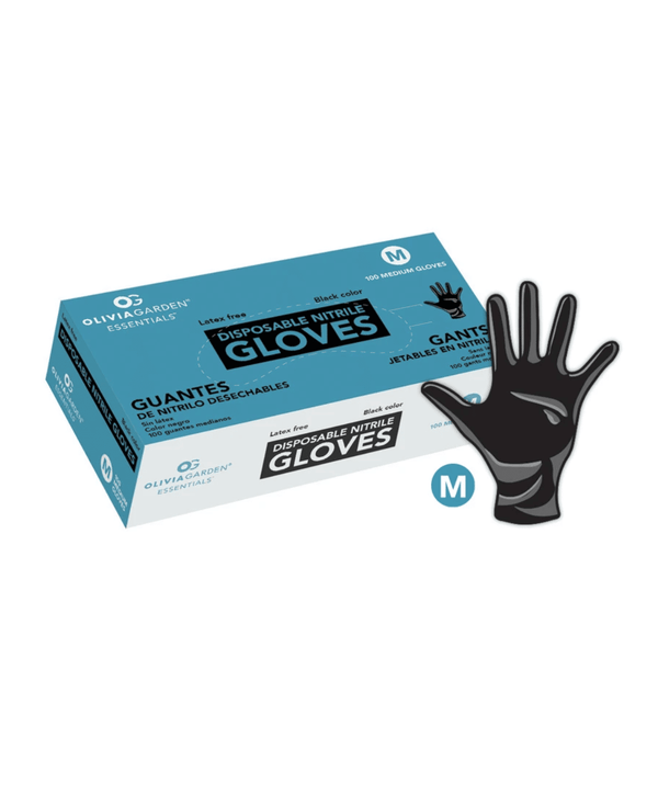 Olivia Garden Nitrile Gloves Black Medium 100 Pack