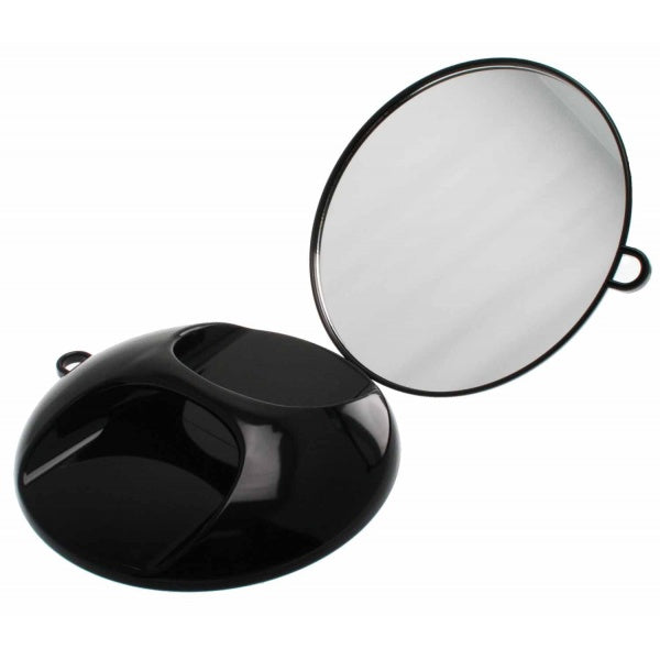 Santorini Round Mirror Black With Back Handle