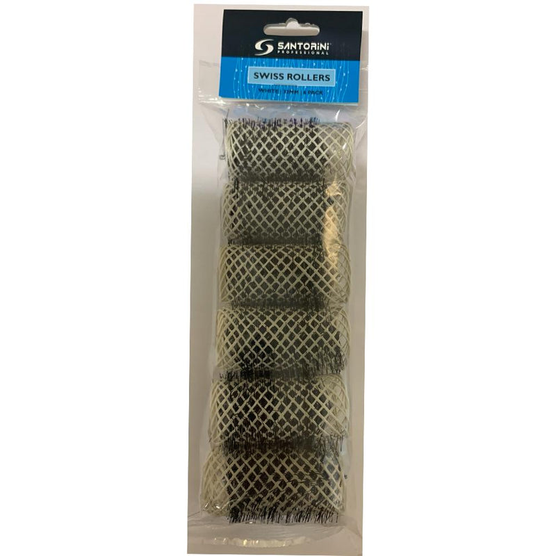 Santorini Swiss Brush Rollers - White 32mm - 6pk - Beautopia Hair & Beauty