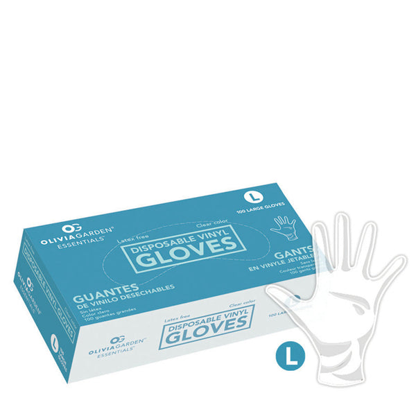 Olivia Garden Clear Vinyl Gloves Large 100 Pack